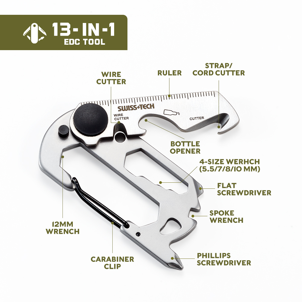 سويسرية TECH 13 في 1 أدوات صغي - مراجعة Edc Carry Knife وسعره